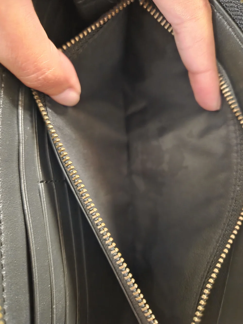 Coach Unisex Black Pebbled Leather Double Zip Wallet XL Organizer Clutch